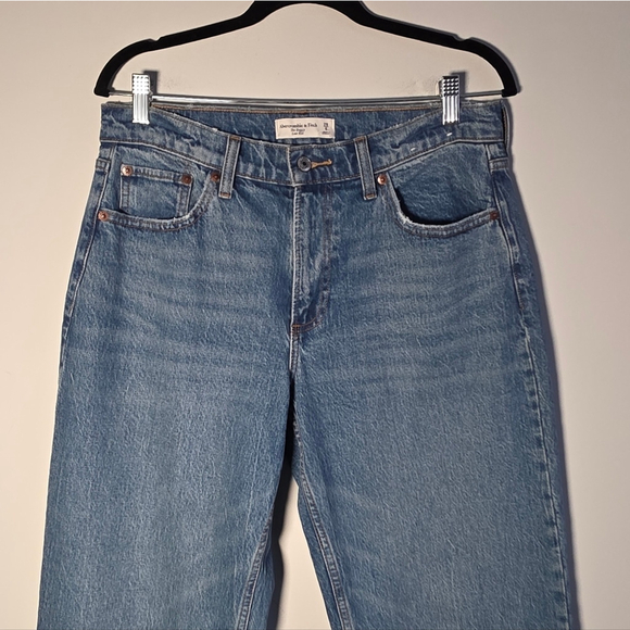 Abercrombie The Baggy Jeans Womens 28 Long Low Rise Straight Leg Blue Denim - Picture 3 of 13